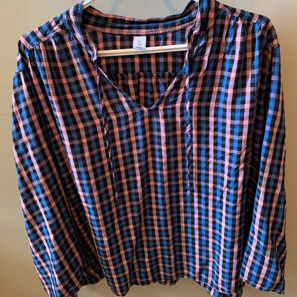 Old navy 3/4 length sleeve plaid shirt - Picture 1 of 1